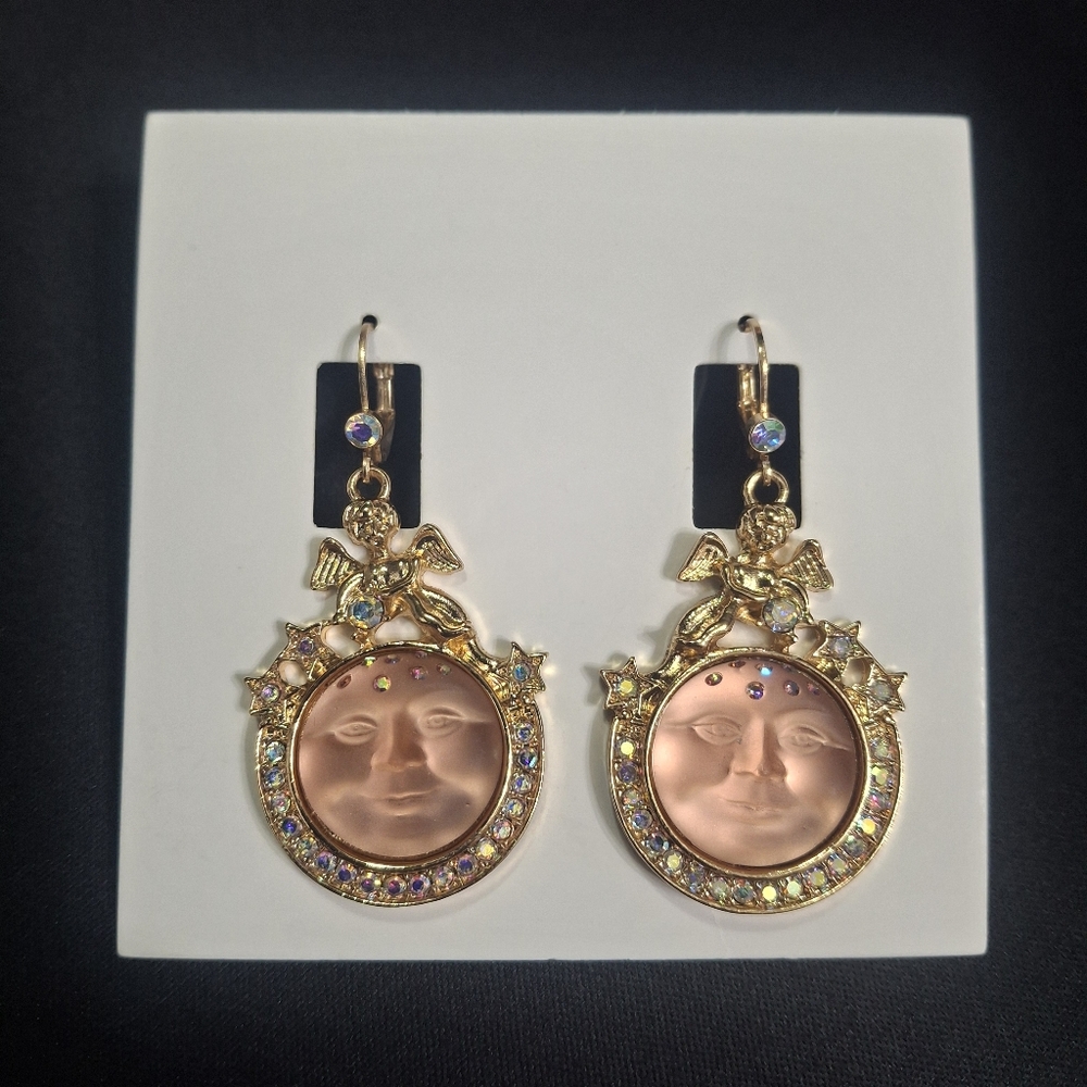Kirks Folly Angel Moon Face Earrings